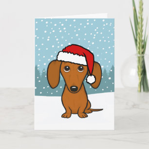 Dachshund Santa Cute Wiener Dog Christmas Holiday Card