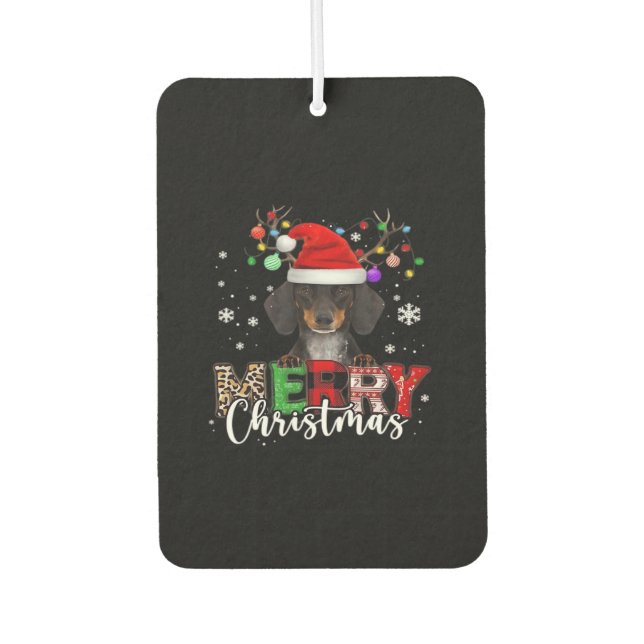 Dachshund Santa Dog Merry Christmas Oversized T-Sh Car Air Freshener (Front)