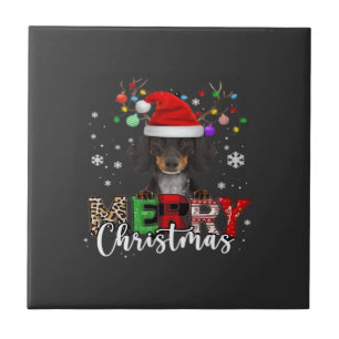 Dachshund Santa Dog Merry Christmas Oversized T-Sh Ceramic Tile