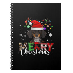 Dachshund Santa Dog Merry Christmas Oversized T-Sh Notebook