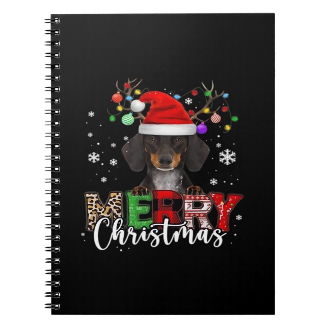 Dachshund Santa Dog Merry Christmas Oversized T-Sh Notebook (Front)