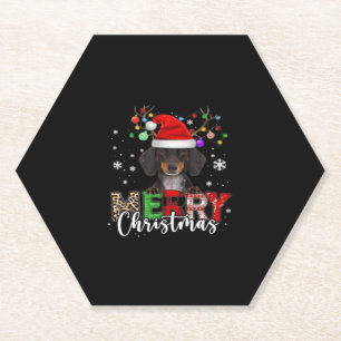 Dachshund Santa Dog Merry Christmas Oversized T-Sh Paper Coaster