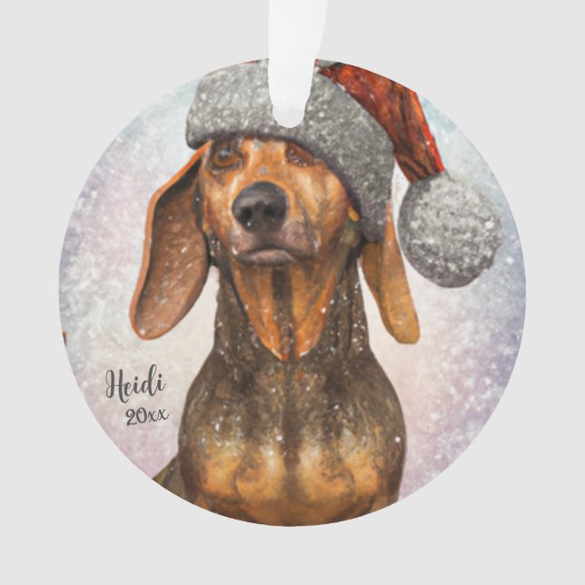 Dachshund, Santa Dog, Personalise,Christmas Orname Ornament (Front)