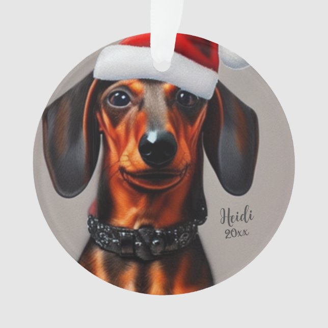 Dachshund, Santa Dog, Personalise,Christmas Orname Ornament (Front)