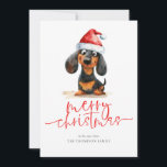 Dachshund Santa Hat 2025 Calendar Merry Christmas Holiday Card<br><div class="desc">Dachshund Santa Hat 2025 Calendar Merry Christmas. Available digitally and printed. Festive cuteness for your holiday wishes, with this fun design with a sweet weiner dog in his Santa hat. Merry Christmas is in a set modern script and easily personalise your greeting and name beneath. A handy 2025 calendar is...</div>