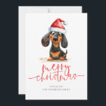 Dachshund Santa Hat 2025 Calendar Merry Christmas Holiday Card<br><div class="desc">Dachshund Santa Hat 2025 Calendar Merry Christmas. Available digitally and printed. Festive cuteness for your holiday wishes, with this fun design with a sweet weiner dog in his Santa hat. Merry Christmas is in a set modern script and easily personalise your greeting and name beneath. A handy 2025 calendar is...</div>