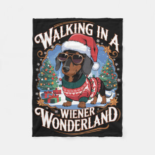 Dachshund Santa Hat Christmas Costume Dog Lover Do Fleece Blanket