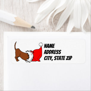 Dachshund Santa Hat Christmas Return Address Label