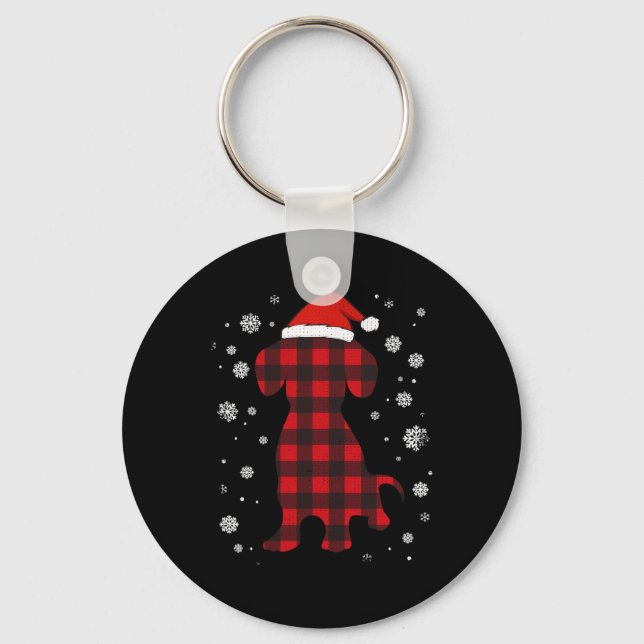 Dachshund Santa Hat Dog Lover Christmas  Key Ring (Front)