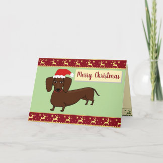 Dachshund Santa Merry Christmas Card