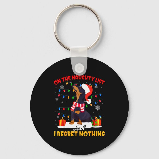 Dachshund Santa On The Naughty List Dachshund Chri Key Ring (Front)