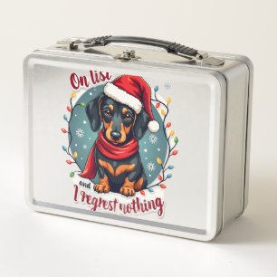Dachshund Santa On The Naughty List Dachshund Chri Metal Lunch Box