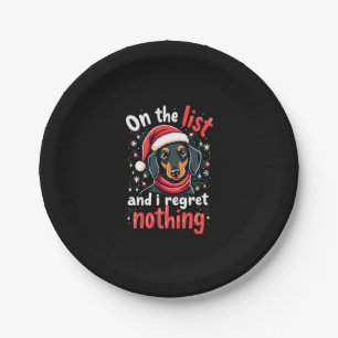 Dachshund Santa On The Naughty List Dachshund Chri Paper Plate
