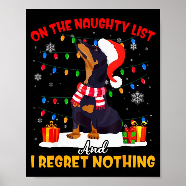 Dachshund Santa On The Naughty List Dachshund Chri Poster (Front)
