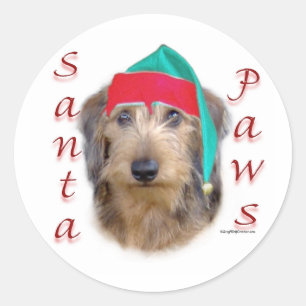 Dachshund Santa Paws Classic Round Sticker
