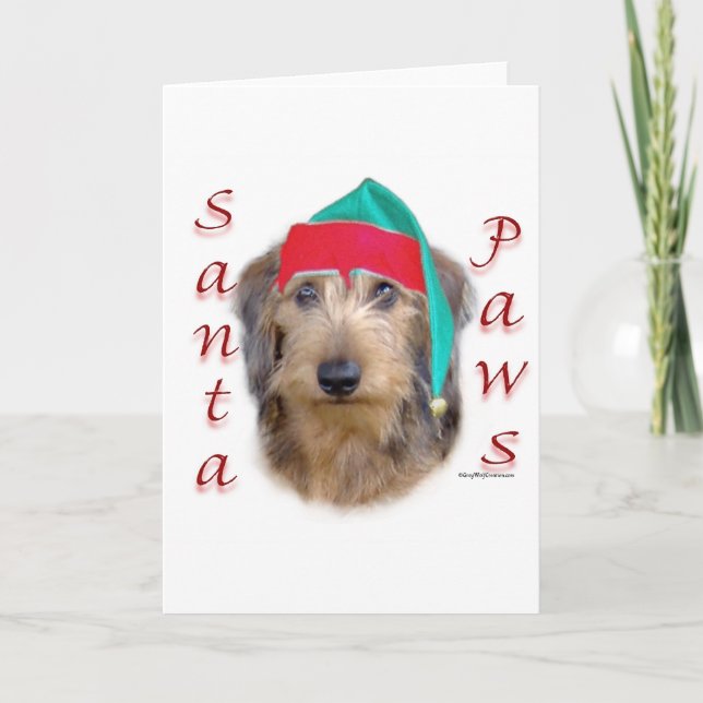 Dachshund Santa Paws Holiday Card (Front)