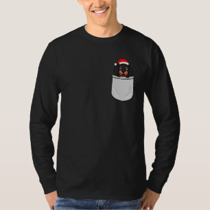 Dachshund Santa Pocket Cute Funny Dog Mum Dad Chri T-Shirt