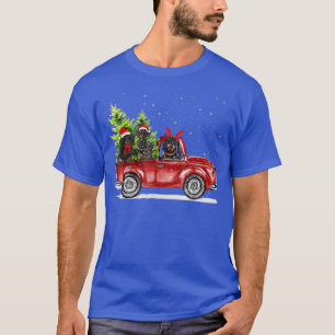 Dachshund Santa Reindeer Red Truck Snow Christmas  T-Shirt