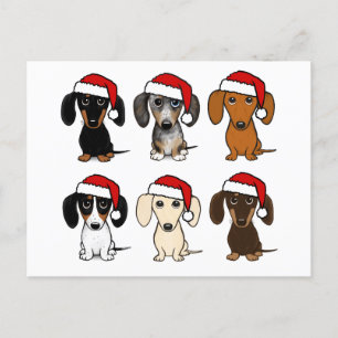 Dachshund Santas Christmas Pet Dog Holiday Custom Postcard