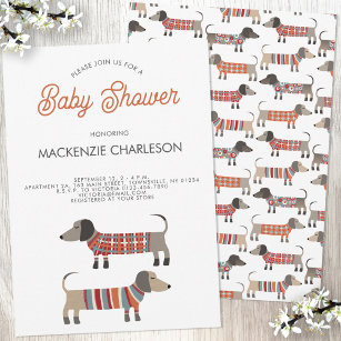Dachshund Sausage Dog Baby Shower Invitation