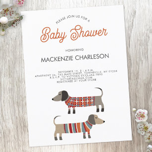 Dachshund Sausage Dog Baby Shower Invitation Postcard