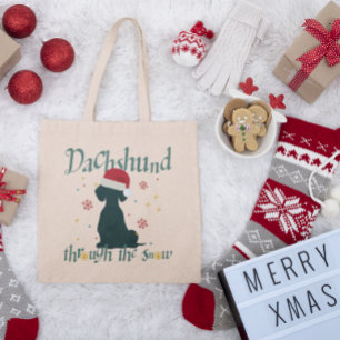 Dachshund Sausage Dog Canvas Tote Bag, Doxie Bag