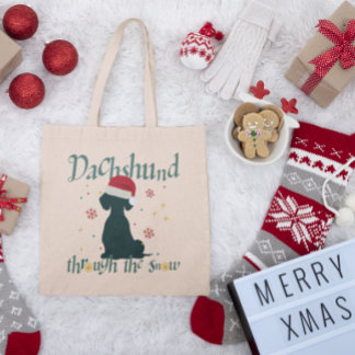 Dachshund Sausage Dog Canvas Tote Bag, Doxie Bag