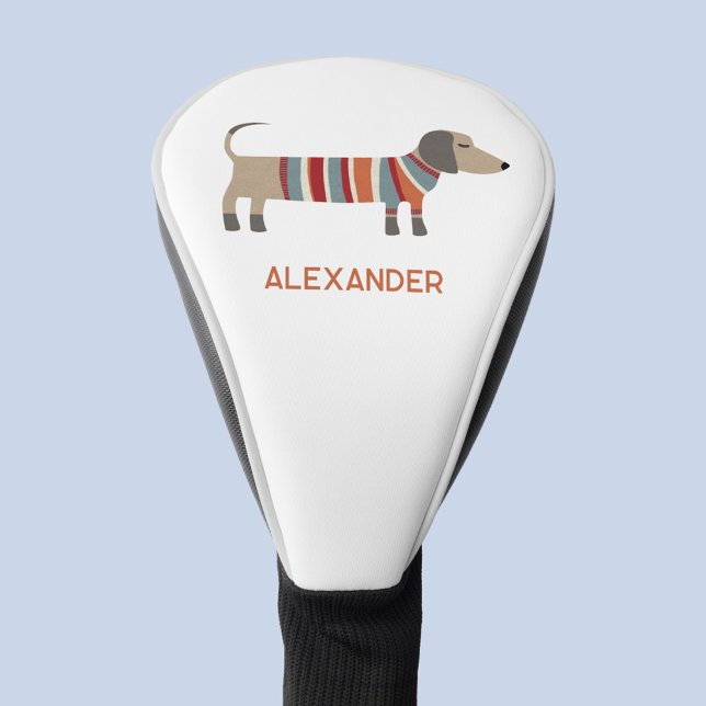 Dachshund Sausage Dog Custom Name Personalised Golf Head Cover (Dachshund Wiener Sausage Dog personalized custom name golf head cover)