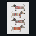 Dachshund Sausage Dog Faux Canvas Print<br><div class="desc">Cute little Dachshund sausage or wiener dogs in woolly knitwear. Perfect for dog lovers and dog walkers.</div>