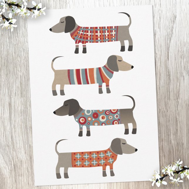 Dachshund Sausage Dog Flat Card (Dachshund Wiener Sausage Dog flat card)