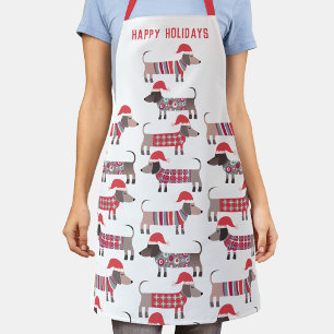 Dachshund Sausage Dog Happy Holidays Apron
