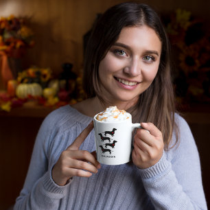 Dachshund Sausage Dog Heart Personalised          Latte Mug