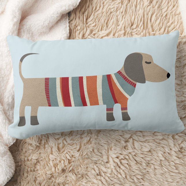 Dachshund Sausage Dog Lumbar Cushion (Fun Dachshund Wiener Sausage Dog lumbar pillow)
