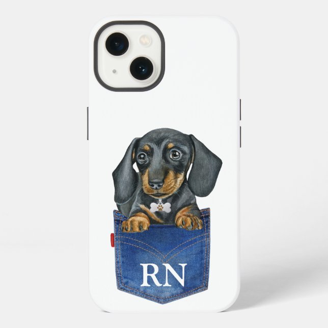 Dachshund Sausage Dog Monogram Case-Mate Case (Back)