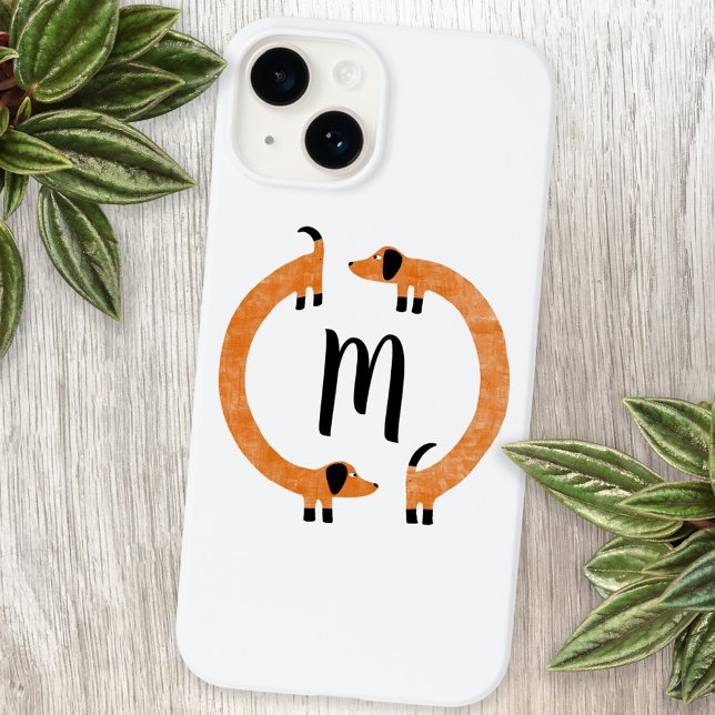 Dachshund Sausage Dog Monogram iPhone Case (Fun dachshund wiener sausage dog monogram personalized cell phone case)
