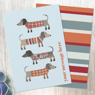 Dachshund Sausage Dog Personalised Flat Card