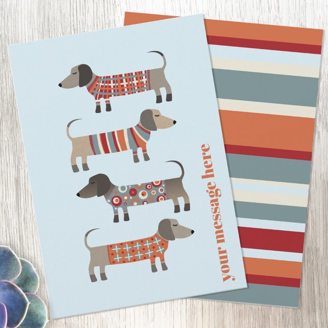 Dachshund Sausage Dog Personalised Flat Card (Creator Uploaded)