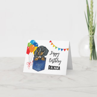Dachshund Sausage Dog Personalised Greeting Card