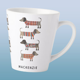 Dachshund Sausage Dog Personalised Latte Mug