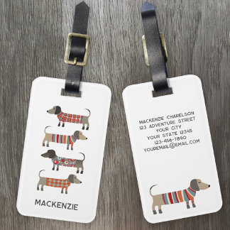 Dachshund Sausage Dog Personalised Luggage Tag