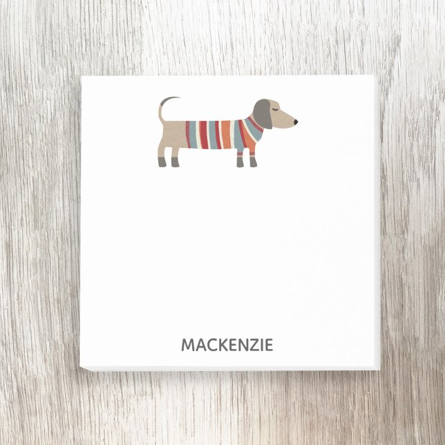 Dachshund Sausage Dog Personalised Post-it Notes (Dachshund Wiener Sausage dog fun personalized name Post It sticky notes)