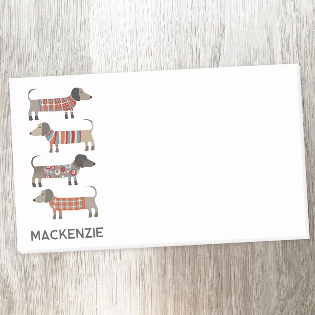 Dachshund Sausage Dog Personalised Post-it Notes (Fun Dachshund Sausage Wiener Dog personalize post it notes)
