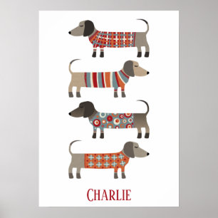Dachshund Sausage Dog Personalised Poster