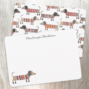 Dachshund Sausage Dog Personalised Stationery Card