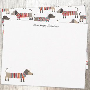 Dachshund Sausage Dog Personalised Stationery Card