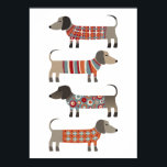 Dachshund Sausage Dog Poster<br><div class="desc">Cute little Dachshund sausage or wiener dogs in woolly knitwear. Perfect for dog lovers and dog walkers.</div>