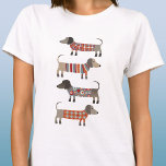 Dachshund Sausage Dog T-Shirt<br><div class="desc">Cute little Dachshund sausage or wiener dogs in woolly knitwear. Perfect for dog lovers and dog walkers.</div>