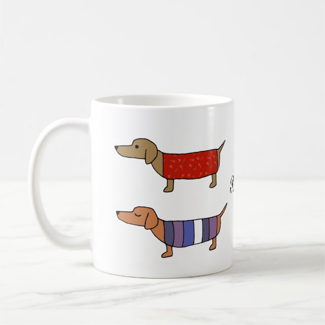 Dachshund Sausage dog Wiener dog lover Custom Name Coffee Mug (Left)