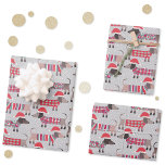 Dachshund Sausage Dogs in Christmas Hats and Knits Wrapping Paper Sheet<br><div class="desc">Cute little Dachshund sausage or wiener dogs in festive woolly sweaters and jumpers,  and fun Christmas Santa hats. Perfect for dog lovers.</div>
