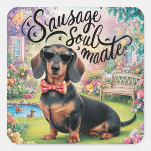 Dachshund Sausage Soulmate Square Sticker